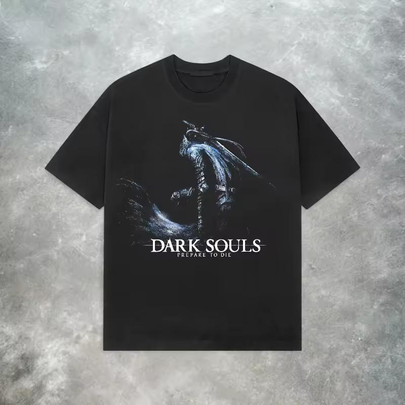 Футболка Dark Souls Ретро Y2K Soulsborne Игровая футболка Летняя свободная и дышащая футболка для мужчин и женщин