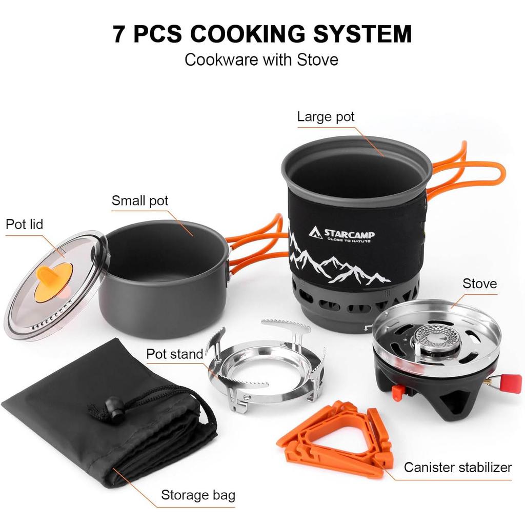 STARCAMP HX-CC02 Outdoor High Efficiency Heat Exchanger Pot 1000+500ml Picnic Heating Survival Burner Portable Camping Stove Gas