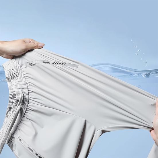 Unisex Stretch Quick Drying Pants Ice Silk Sport Stretch Active Pants Drawstring Casual Baggy Jogger with Pockets for Hiking Travel