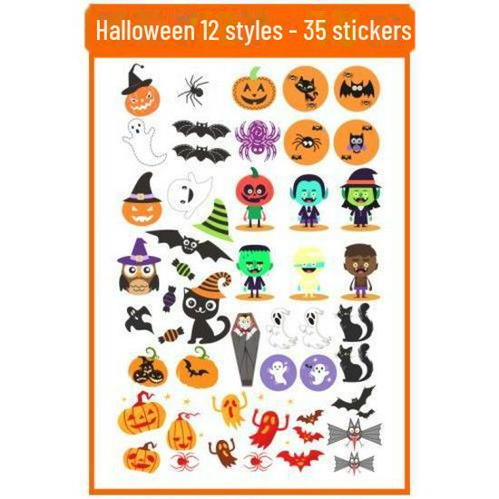 Детские наклейки-татуировки с героями мультфильмов на Хэллоуин — милые тыквы, привидения, черепа, водонепроницаемые и прочные