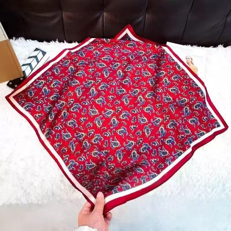 New white 71CM premium silk scarf women's neck protector scarf spring and autumn retro scarf shawl tied bag straight hair