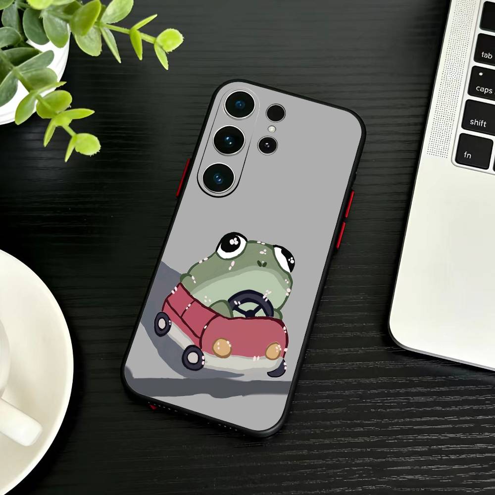 Милый Мультяшный Чехол-Лягушонок для Телефона Samsung S26, S25, S24, S23, S22, S21, S20, S30, Ultra, Plus, Fe, Note, 5G Черный Чехол