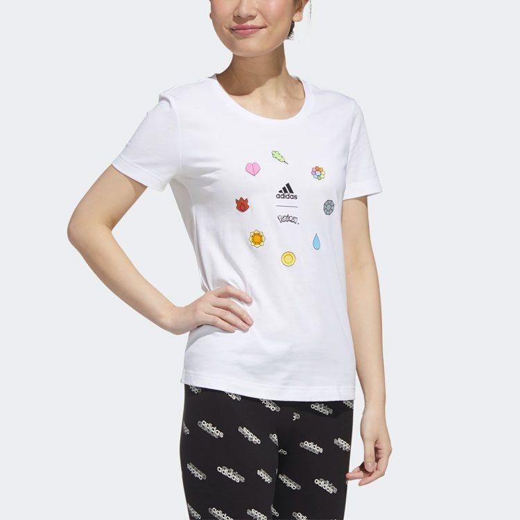 Adidas X Pokemon T Shirts Women's White Crew Neck Moderate Straight Fit GN3003