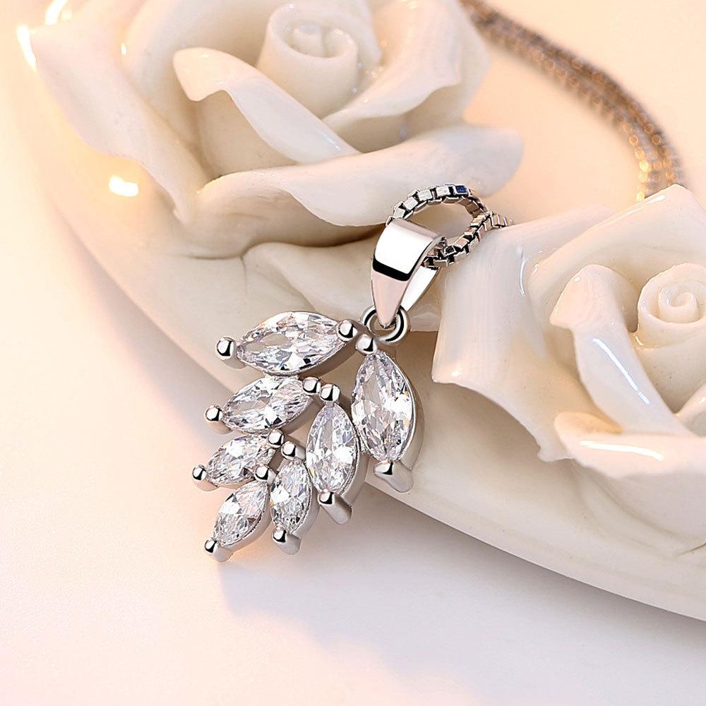 Temperament Women's Versatile Necklace Ice Leaf Silver Pendant Women's Without Chain Pendant