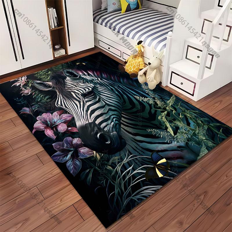Zebra nature floral butterflies harmony carpet Yoga living room room decor children's crawling mat doormat area rug