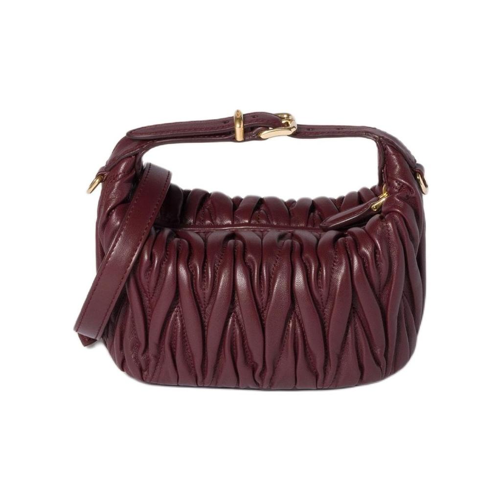 Miu Miu Matelassé Brand Logo Lambskin Tote Bag Women handbags Burgundy 5NE026_AFPP_F0007