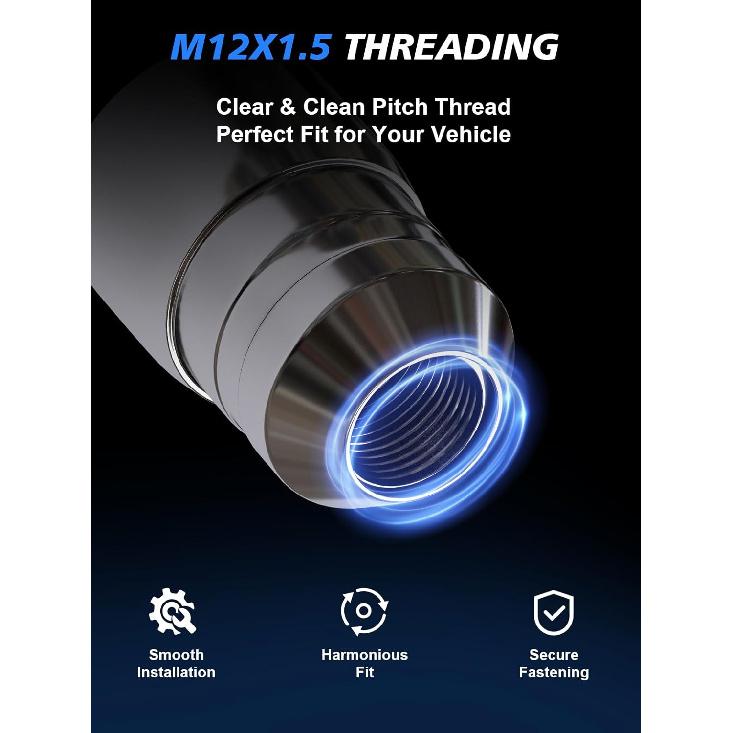M12X1.5 Acorn Cone Seat Wheel Lock Set, Chrome Lug Nuts, 13/16 Key Hex, 4 PCS Locks And 1 Key