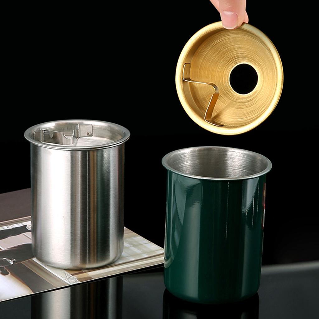 Stainless Steel Ashtray With Lid Windproof Design Creative Funnel Shape For Indoor Outdoor Use