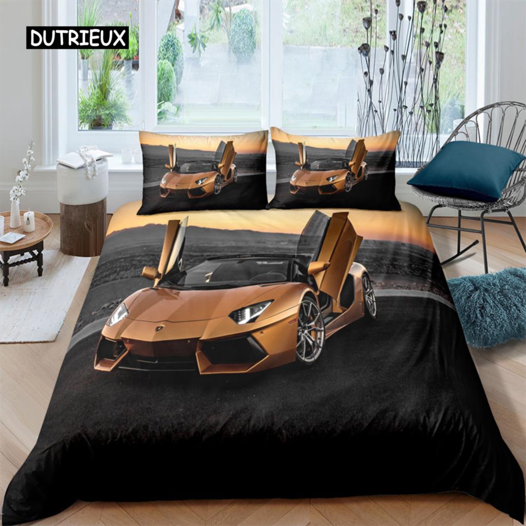 Набор пододеяльников для спортивных автомобилей, размер королевы, крутой гоночный пододеяльник, комплект постельного белья для экстремальных видов спорта для мальчиков, подростков, мужской декор комнаты