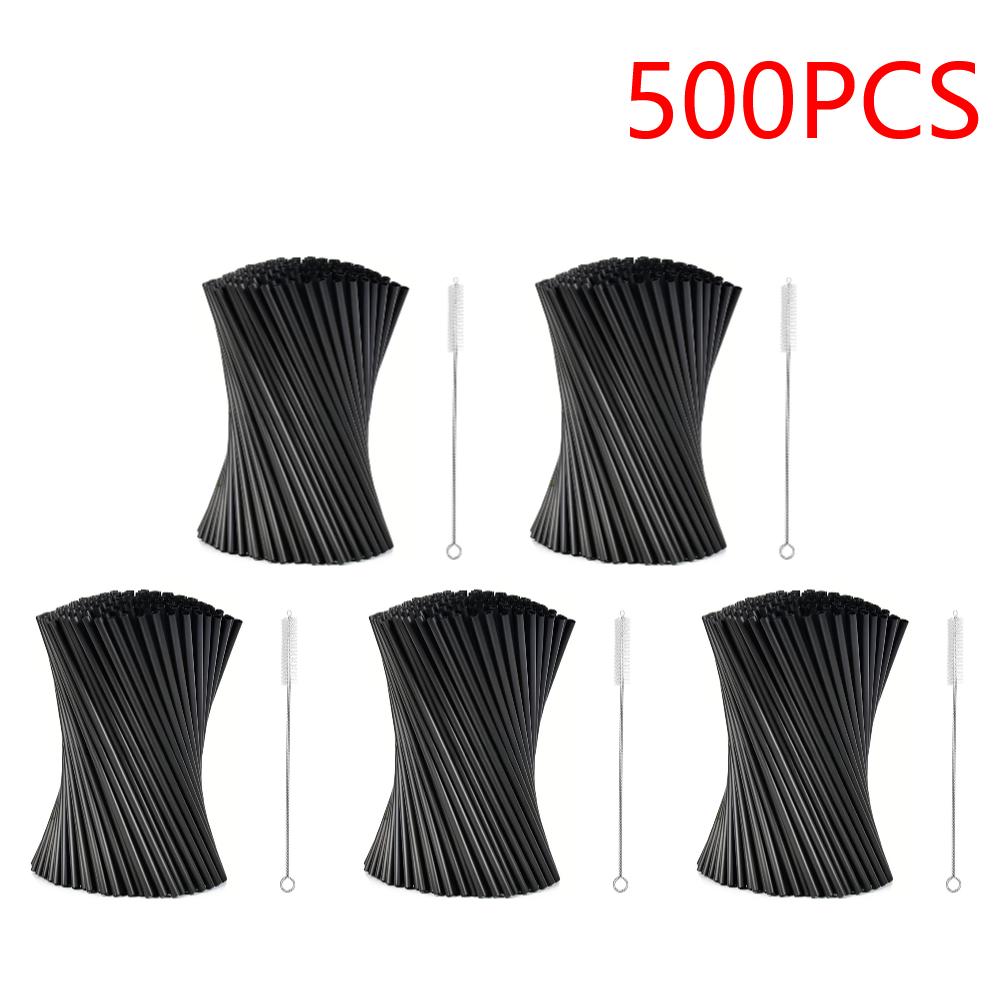 Cocktail Straw with Straw Brush Beverage Drink Tube Flexible Plastic Straw Wedding Party Supplies