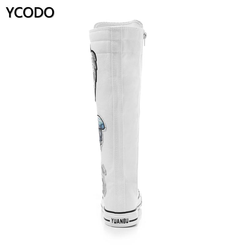 Весенне-осенние женские ботинки, парусиновые сапоги до середины икры, повседневная обувь с высоким берцем, длинные сапоги, удобные ботинки на плоской подошве со шнуровкой, размер 34-43