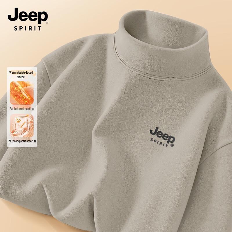 JEEP SPIRIT Men's Half-Turtleneck Thermal Long-Sleeve Shirt