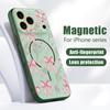 Pink Bowknots Floral Pattern For iPhone 17 Pro Max Funda iPhone 16 15 14 13 Pro Max Skin Feeling Magnetic For Magsafe Shockproof Bumper Cover