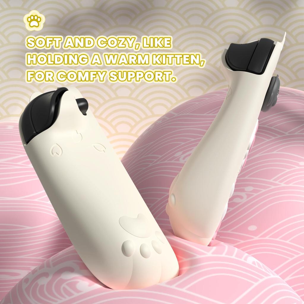 PlayVital Protective Cover Set for Switch Compatible with Switch 2 Includes Cat Ears Paw Silicone PC Adjustable Stand Japanese Sakura Kitten Design 2,