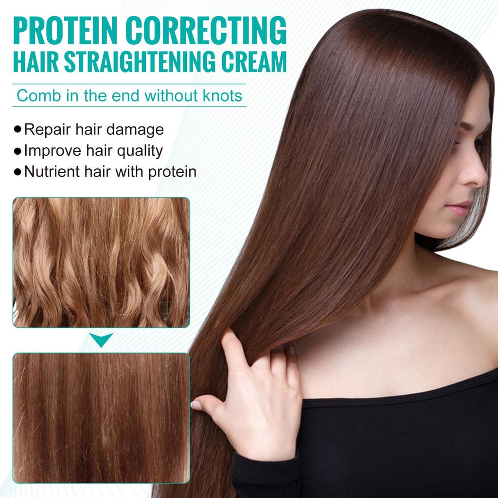 Корректирующий протеиновый крем для выпрямления волос, крем для выпрямления вьющихся волос, питает и разглаживает, подходит для всех типов волос, 60 мл