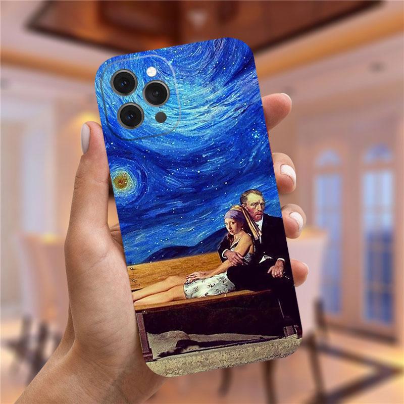 Винсент Ван Гог Звездная ночь цветок чехол для телефона для iPhone 13 12 11 Pro Max Mini X XR XS 8 7 Plus Мона Лиза Дэвид мягкий чехол
