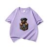 Kids Cotton T Shirt Bold Pocket Rottweiler Puppy Dog Pattern Print Crew Neck Short Sleeve Tee Casual Boys Girls Summer Tops