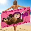 1Pc Masha Bear Adventure Beach Towel, Quick Dry, Multi-Use for Beach Pool Gym Yoga Home Travel, Christmas, Halloween, Xmas Gift M929167