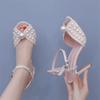 10cm Fish Mouth High Heel Sandals White Pearl High Heel Women's Sandals Banquet Wedding Dress Bridal Shoes Women