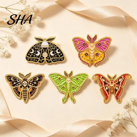 Men Women Jewelry Accessories Vintage Enamel Moth Brooch, Cartoon Insect Alloy Lapel Pin, Decorative Brooch Pin for Suit Dress Coat Scarf Artistic