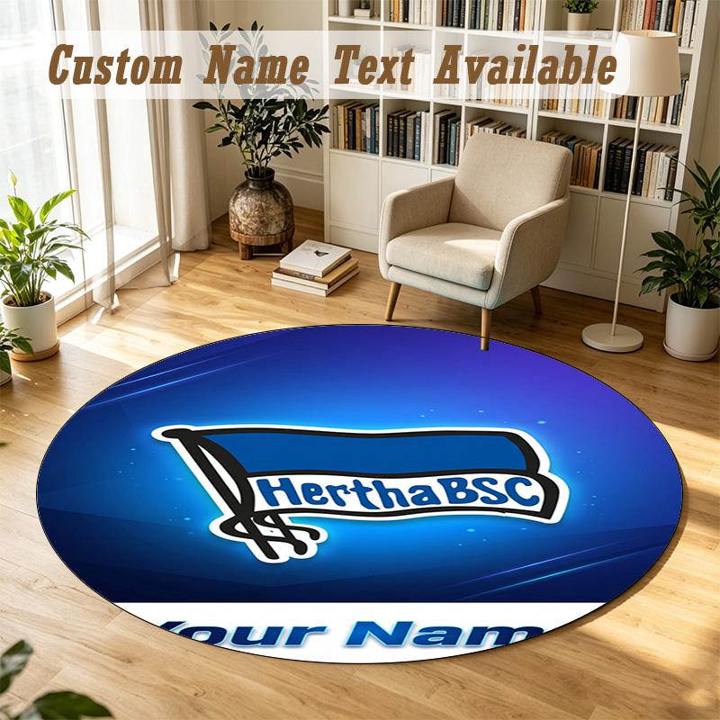 Round Rug Custom Namehertha bsc Pattern Non Slip Carpet Home Floor Decor