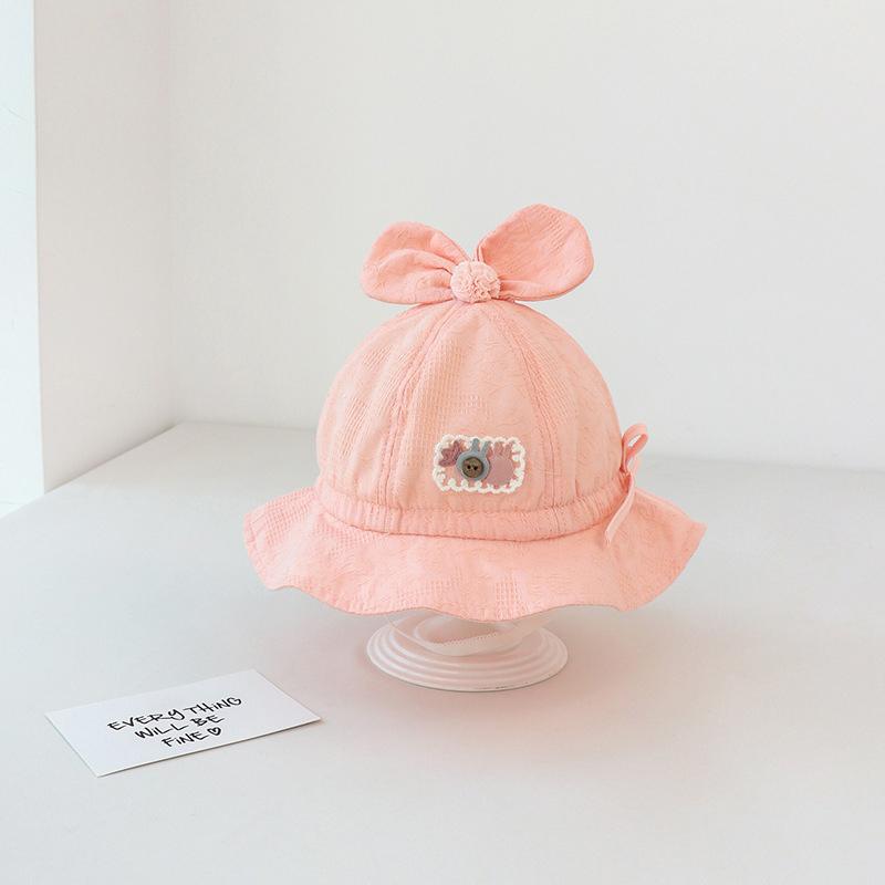 Милая детская шляпа-ведро с бантиками, летняя хлопковая шляпа-рыбак для малышей и малышей, однотонная, регулируемая на шнурке, шапочка для купания для девочек