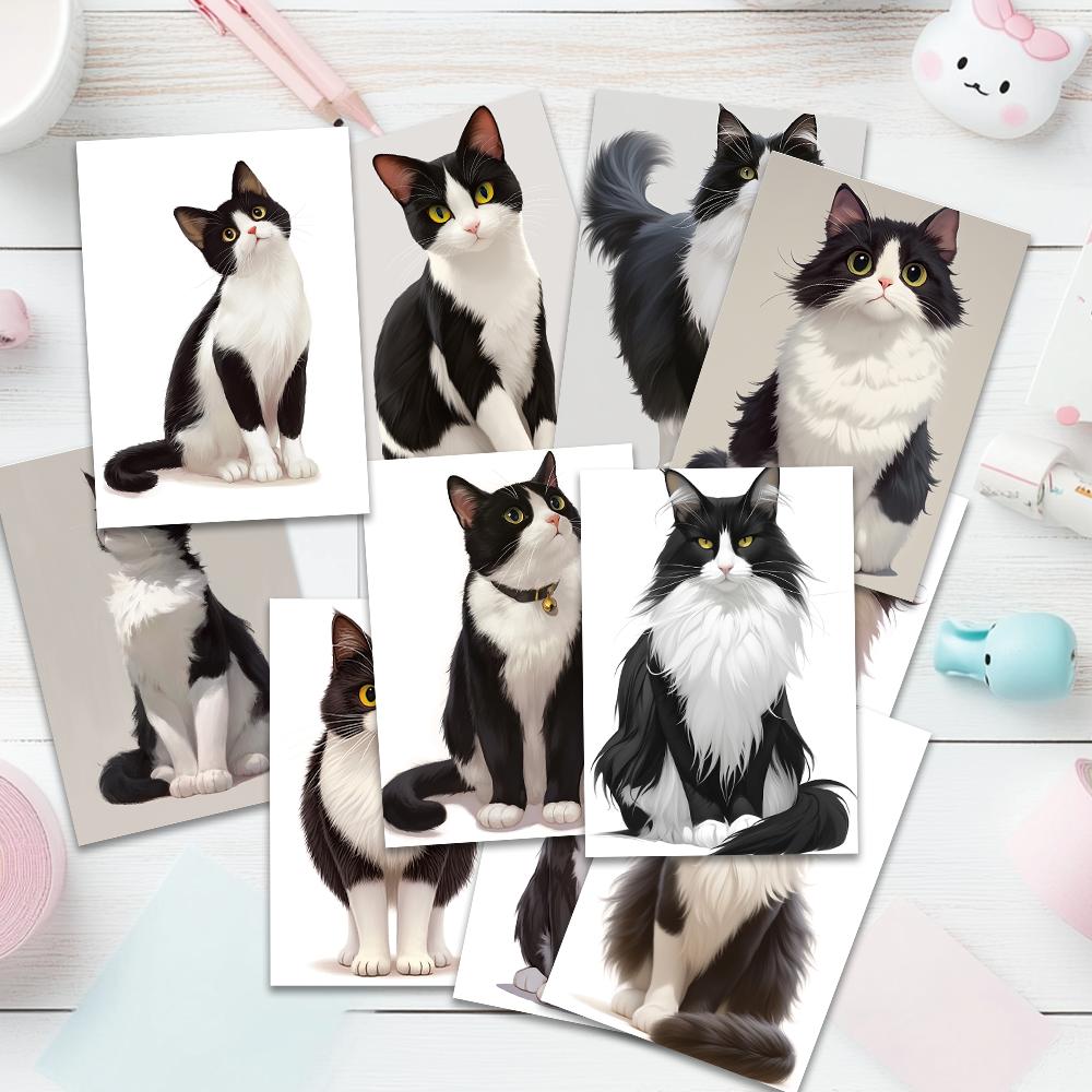 32pcs, cow cat portrait postcards, cat lovers, room decoration stickers, brochure material, souvenirs, collectibles and mailing