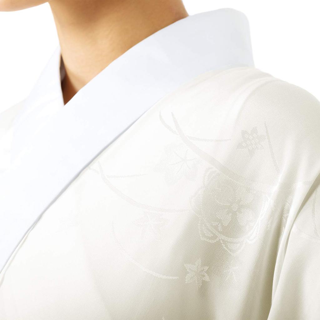 Длинный чистый с землей половина с гербом для женщин белый герб [Kyoetsu] нижнее белье, шелк, герб, воротник, вырез, (L, (нет выреза))