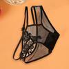 Sexy Women See-through Lace Briefs Mid-rise Seamless Ultra-thin Mesh Embroidery Flower Pattern Bowknot Decor Panties