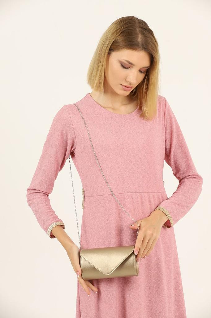 Women's Stylish and Useful Evening Dress Bag Gold Line Pattern Evening Dress Bag