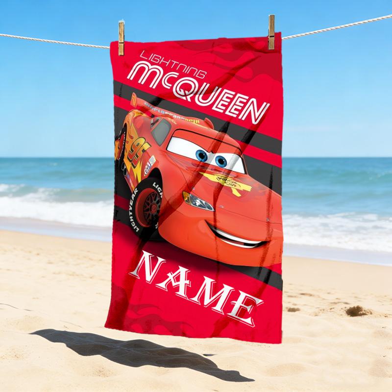 Custom Name Car Adventure Stylish Digital Printing Beach Towel Quick‑Drying Absorbent Blanket for Beach Pool Gym Travel
