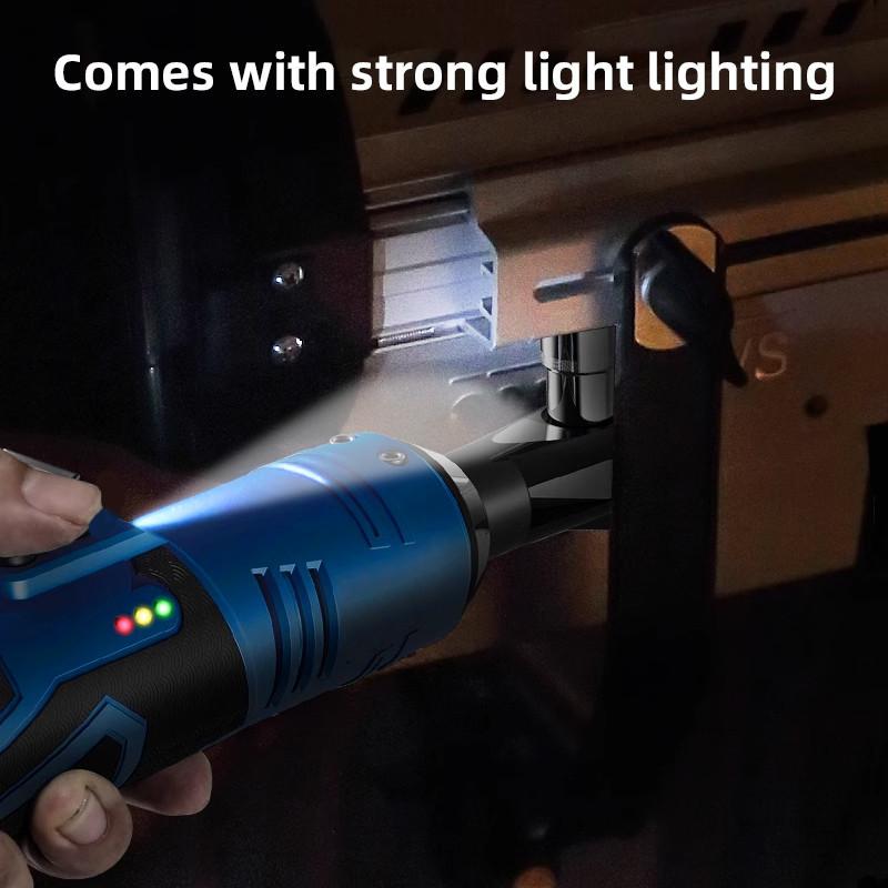 3/8 Inch Cordless Portable Electric Wrench 12V Right Angle Ratchet Wrenches Rechargeable Car Repair Tool