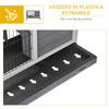 Wooden Rabbit Hutch with 4 Wheels, Rabbit House and Ramp, 90x53x59cm, Grey