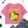 Lemons Local Hand Picked Printing Washed T Shirt Women Cotton Casual T Shirts Slim Summer Clothes Comfortable Top