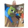 Sad P-Pepe Frog Meme Flannel Blanket Winter  Soft Throw Blanket for Children Living Room Novelty Bedspread Sofa Bed Cover
