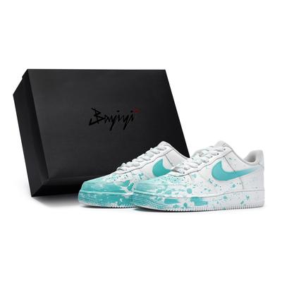 Air Force 1 811 Производство, Масляная Краска На Месте, Специальная Коробка Для Обуви Низкие Кеды Для Скейтборда Женские Бело-Зеленые DH2920-111(Team80-S-BOX)