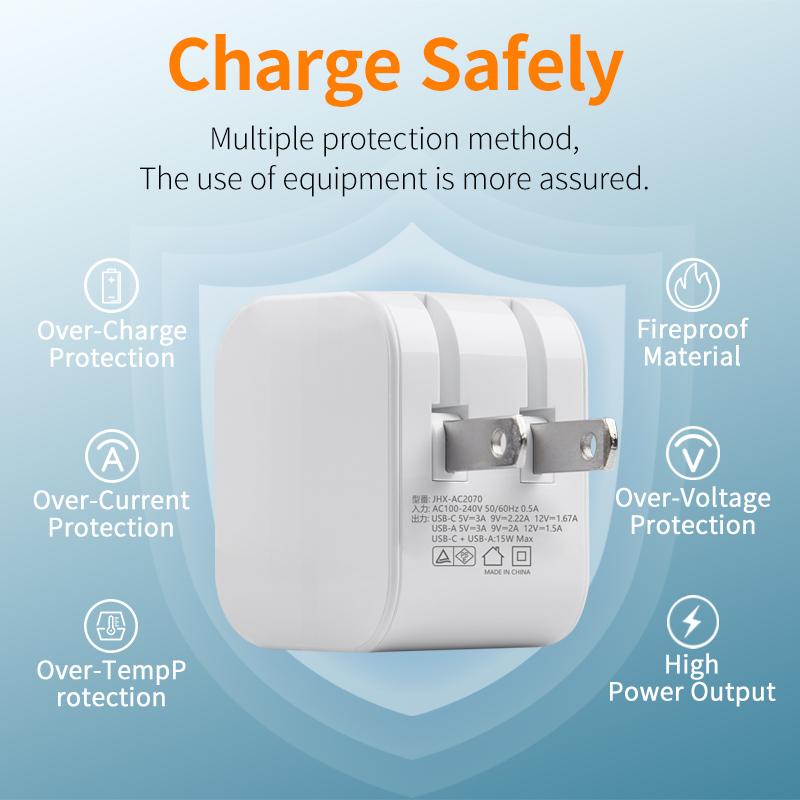 20W GaN PD Charger Support Type C 20w Charger Dual USB Port Chargers Adapters for iPhone 13 12 Pro Max 11 Mini 8 Plus