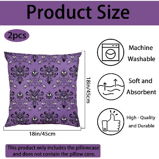 2Pcs Halloween Decorations Pillow Covers 18x18 Inches Haunted Ghost House Throw Pillow Cover Farmhouse Home Decor Indoor Outdoor Pillowcases for Sofa