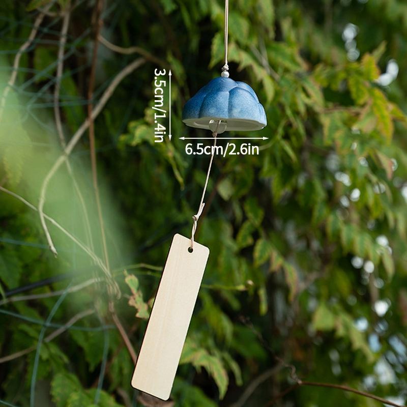 Ceramic Japanese Wind Chime Outdoor Wind Bells Garden Wind Music Garden Hanging Decor Home Outdoor Decor Ceramic Landscape