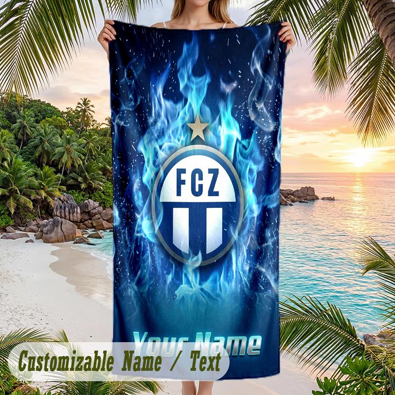 Beach Towel FC Zürich Print Custom Name Text Soft Towel for Swimming Pool