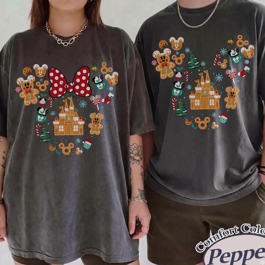 Mickey Minnie Cookies Christmas Shirt, Disney Christmas Couple Shirt, Christmas Cookie Tee, Mickey and Minnie Gingerbread Shirts, Xmas Party