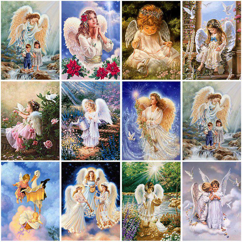 Мультфильм DIY 5D алмазная живопись вышивка крестиком полный круглый дрель Ангел Алмазная вышивка Стразы мозаика ручной работы домашний декор