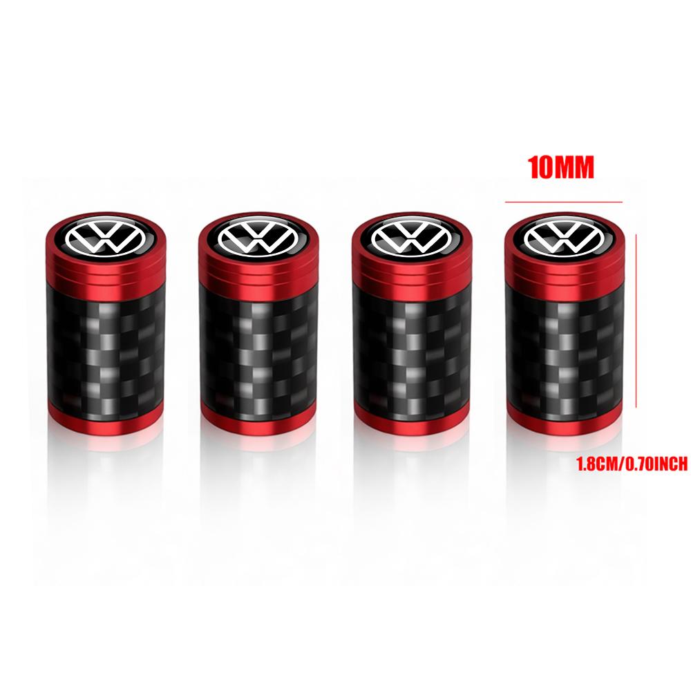 VW 4Pc Metal Car Wheel Tire Carbon Fiber Car Wheel Tires Valve Caps For Volkswagen VW Polo Passat Rline Golf Tiguan Jetta GTI Taigo EP1