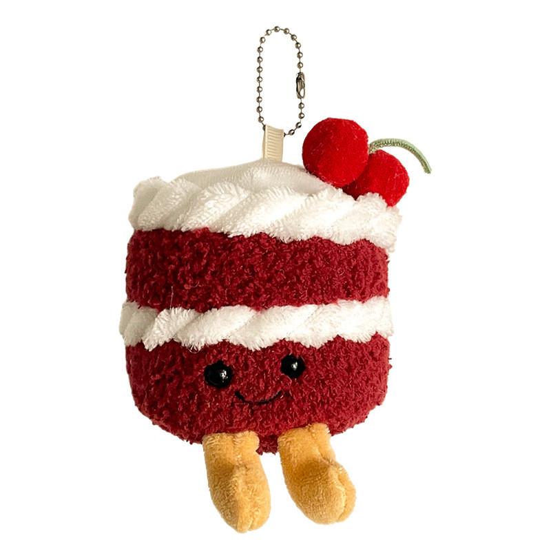 Cherry Cake Plush Keychain With Pp Cotton Filling For Birthday Gift Decoration Special Characters Included