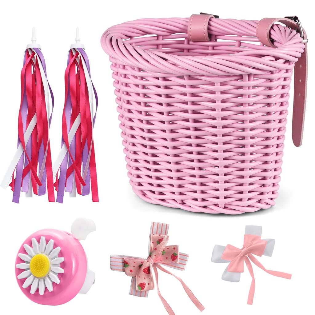 Kid "s Bike Basket for Girls Front Bike Accessories with Handlebar Streamers  Cycling Ages 313