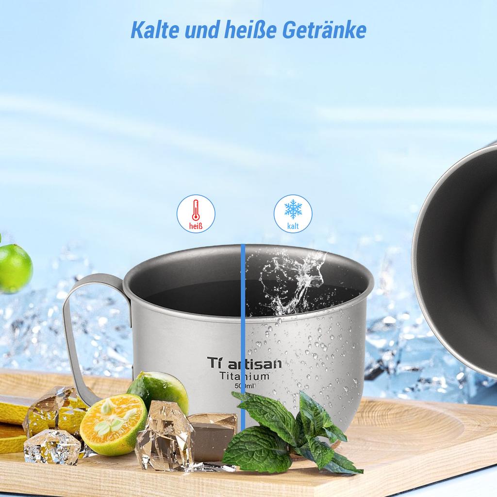 500ml Titanium Water Cup Coffee Mug Outdoor Camping Hiking Backpacking