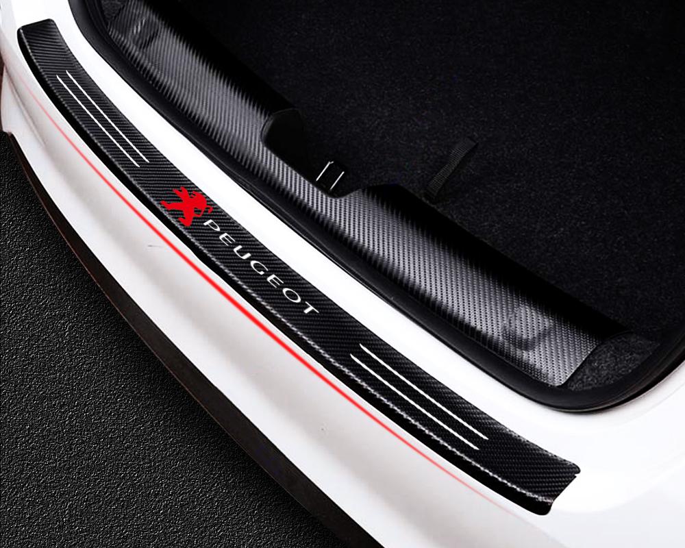 Car Styling Tail Trunk Carbon Fiber Guard Plate Rear Bumper Protect Sticker For Peugeot 208 3008 107 308 2008 207 508 607 407