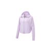 Li Ning Fitness Series UPF 50+ однотонная, легкая, влагоотводящая, с капюшоном, солнцезащитная куртка для женщин, светло-фиолетовая AWDT298-6