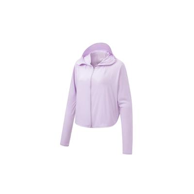 Li Ning Fitness Series UPF 50+ однотонная, легкая, влагоотводящая, с капюшоном, солнцезащитная куртка для женщин, светло-фиолетовая AWDT298-6