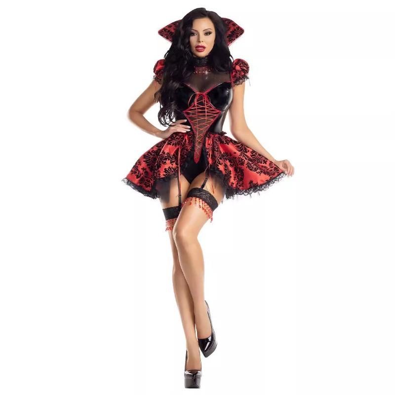 New, Halloween Vampire Queen, Red Devil Sexy Dress Stage Dress Up Costume